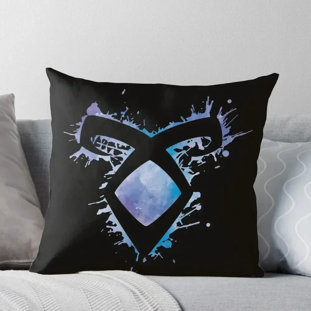 Shadowhunters rune - Angelic power rune voids and outline splashes (blue watercolour) - Clary, Alec, Izzy, Jace, Ma Throw Pillow