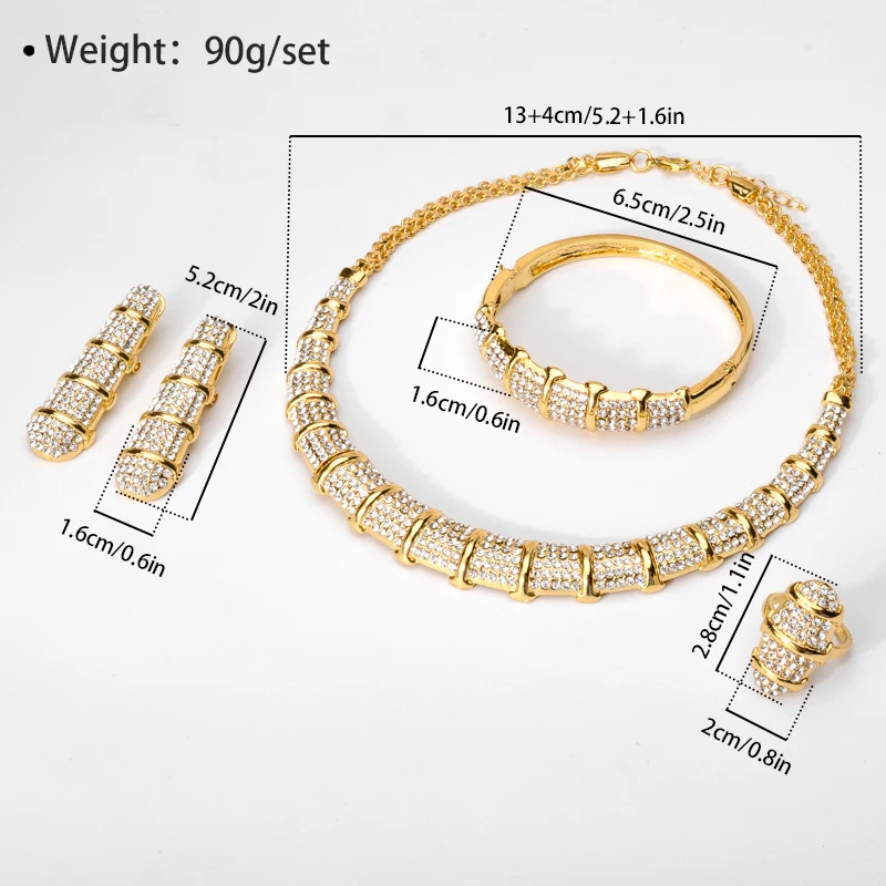 Sunny Jewelry Sets Italy Design Dubai Gold Color Bamboo Knots Shape Necklace Ring Bracelet Earrings Ladies Wedding Party Gift