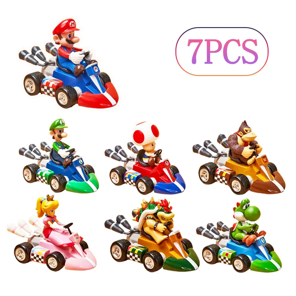 سوبر ماريو بروس الكارتينج لويجي العربة الأميرة الخوخ يوشي العلجوم ألعاب شخصيات الحركة التراجع سيارة أنيمي لعبة دمية هدايا للأطفال #2