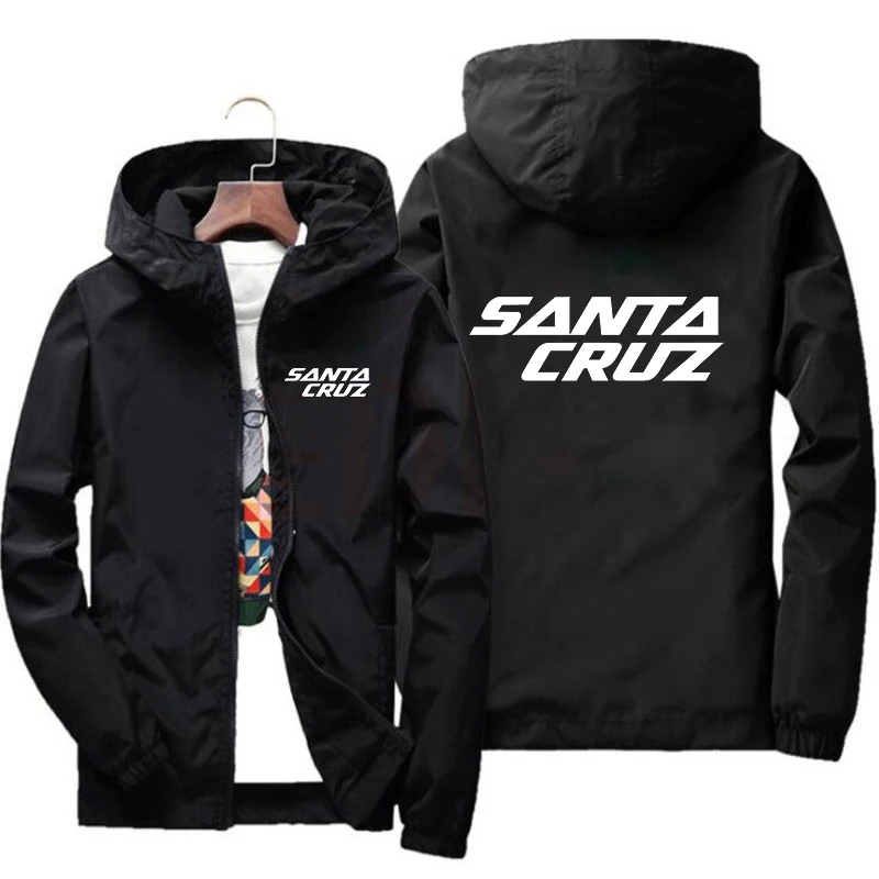 Veste de pilote de baseball décontractée pour hommes avec imprimé Santa Cruz, haut mince, fermeture éclair, mode de printemps, 2024