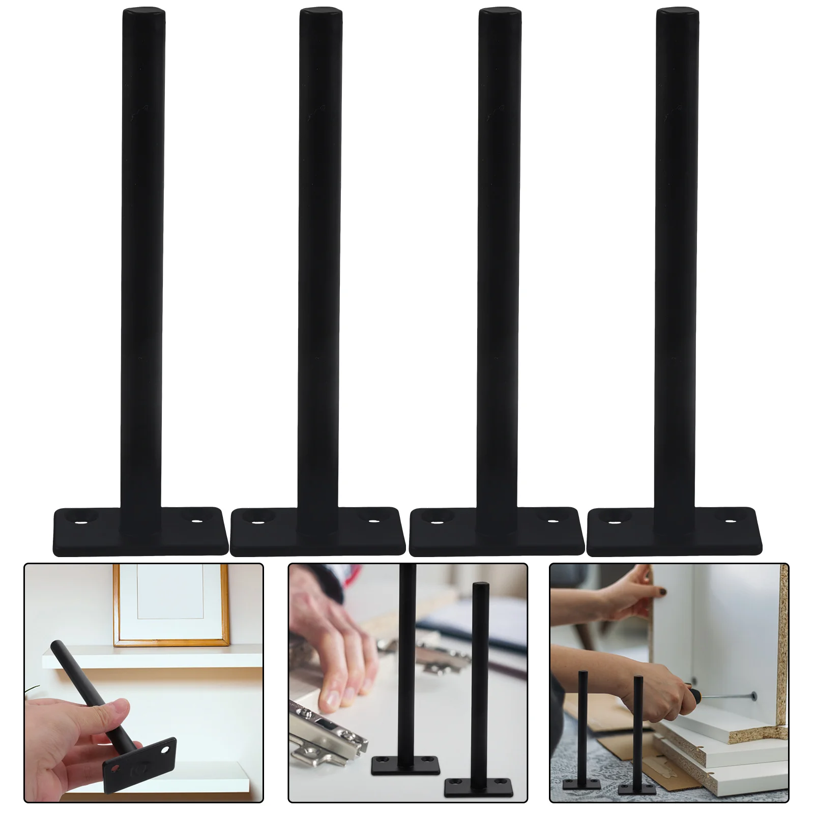 

4pcs Invisible Shelf Brackets Heavy Duty Floating Wall Mount Hidden Round Iron Blind Supports 6inch Sturdy Storage Furniture