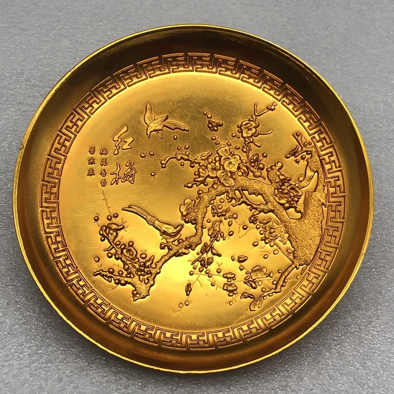 

Bronze, Magpie Dengmei Plate, Plum Tree Plate, Home Craft Ornament