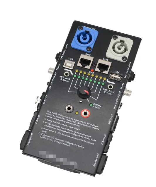 

Professional Detachable Cable Tester Multifunctional XLR MALE FEMALE 1/4 Plug BNC RCA POWERKON SPEAKON Multiple New Accessory