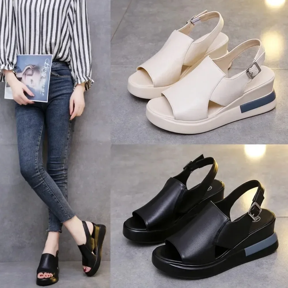 

Women's Platform Wedge Sandals, Ankle-Strap Buckle Large Size High Heel Sandals