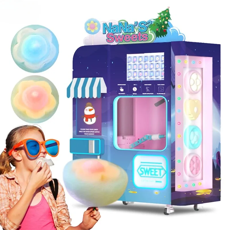 China factory direct sales make money commercial children pink automatic cotton thread candy vending machine robot selling party