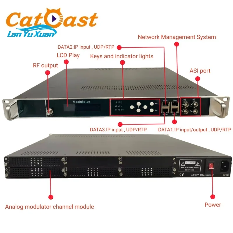 48 Channel Pluggable Structure IP to Analog Modulator PAL NTSC 16/24/32/40 CH RF Agile Modulator