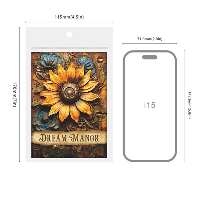 30Pieces Material Paper Dream Manor Notepad Retro Handwriting Simulation Notebooks Decoration Handbook Scrapbook  178*115MM