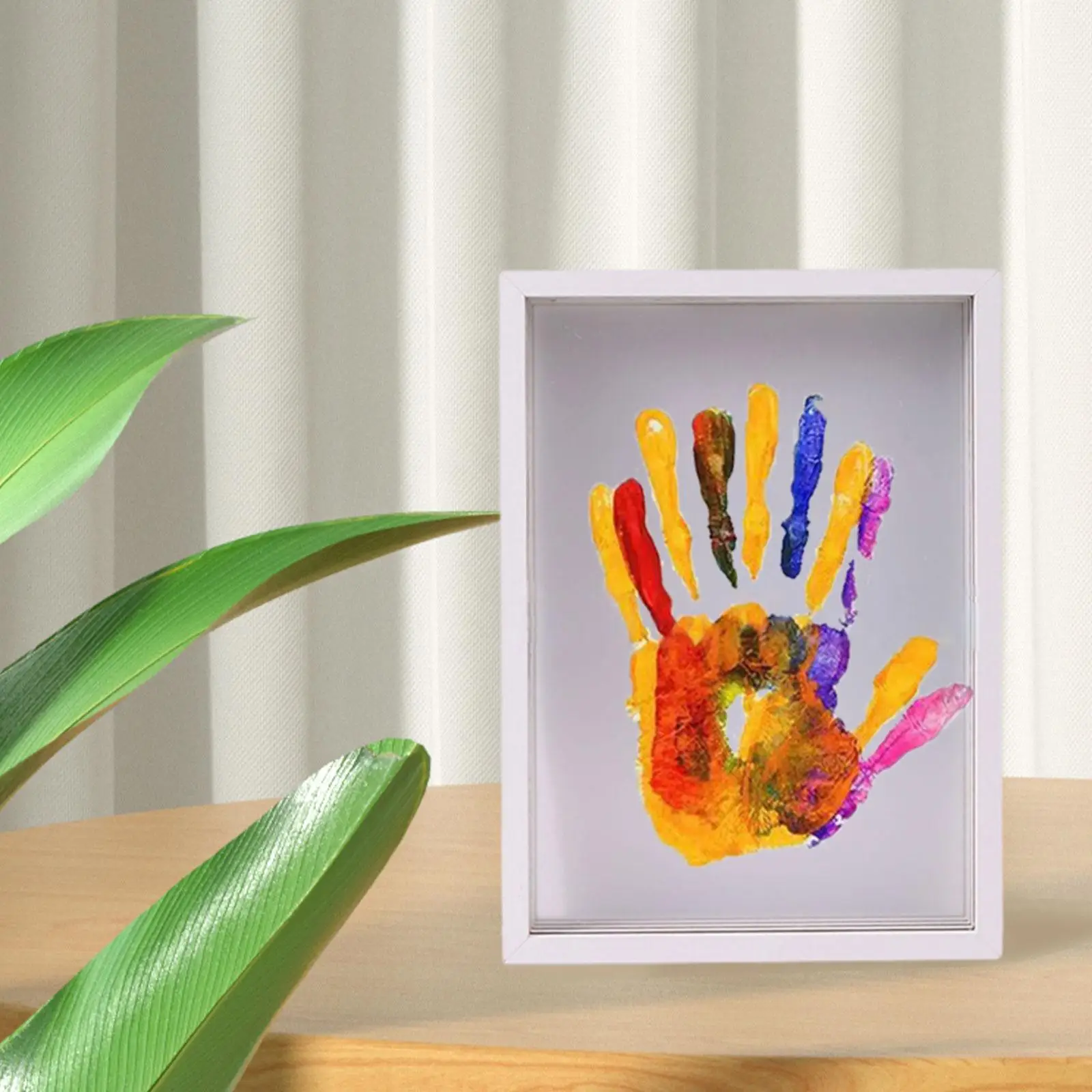 DIY Handprint Keepsake Frame for Family with Transparent Sheets and Brush Creative Home Decoration Gift