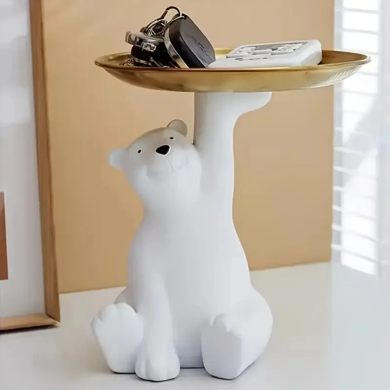 

Adorable Arctic Bear Decorative Tray - Minimalist Shelf Decor, New Home Gift, Stylish Living Room Centerpiece