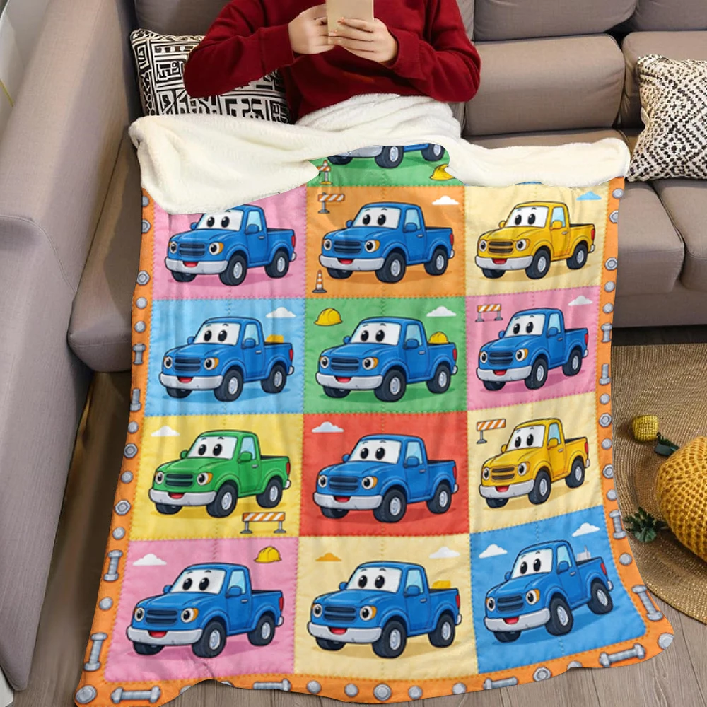 Blue Orange Forklift Big Flannel Blanket Perfect for Sofa Office Bed Travel Sleep Read Relax Camping Four Season Use