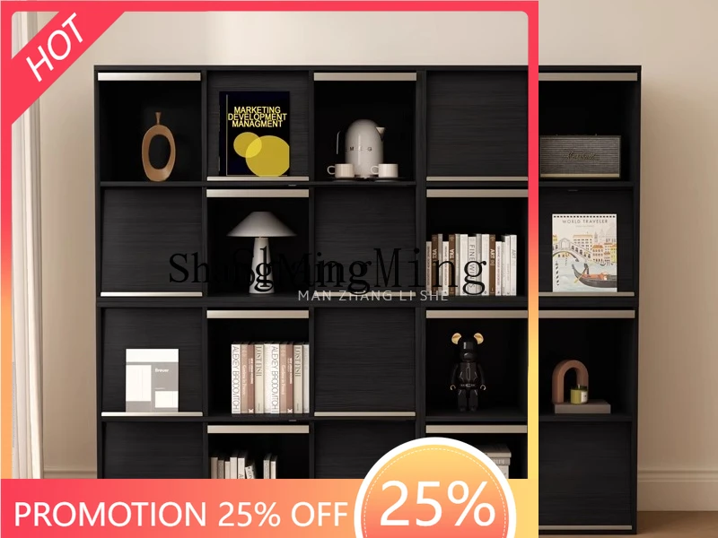 

FG good-looking Display Cabinet Free Living Room Study Floor Bookshelf Combination Vintage Grid Cabinet