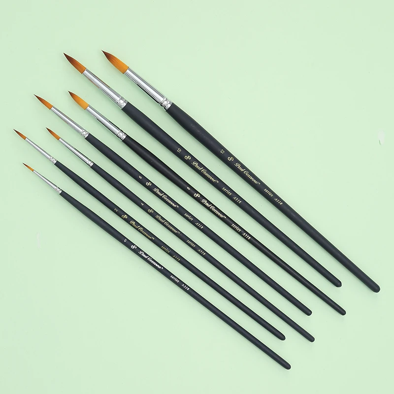 Long Pole Nylon Wool Watercolor Line Stroke Round Point Soft Hair Gouache Pen Single or Set of Oil Brush