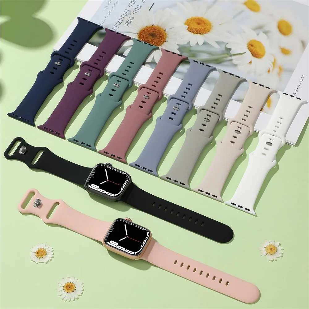 Watchbands For Apple Watch Strap 46mm 44mm 40mm 45mm 41mm 42-38mm Silicone bracelet iwatch series 10 8 7 se 4 5 6 9 ultra 2 49mm