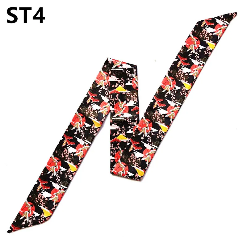 Syal tas Bangau bermahkota merah 2024 syal Skinny merek baru untuk wanita syal sutra leher kepala motif babi tas pembungkus syal pegangan panjang