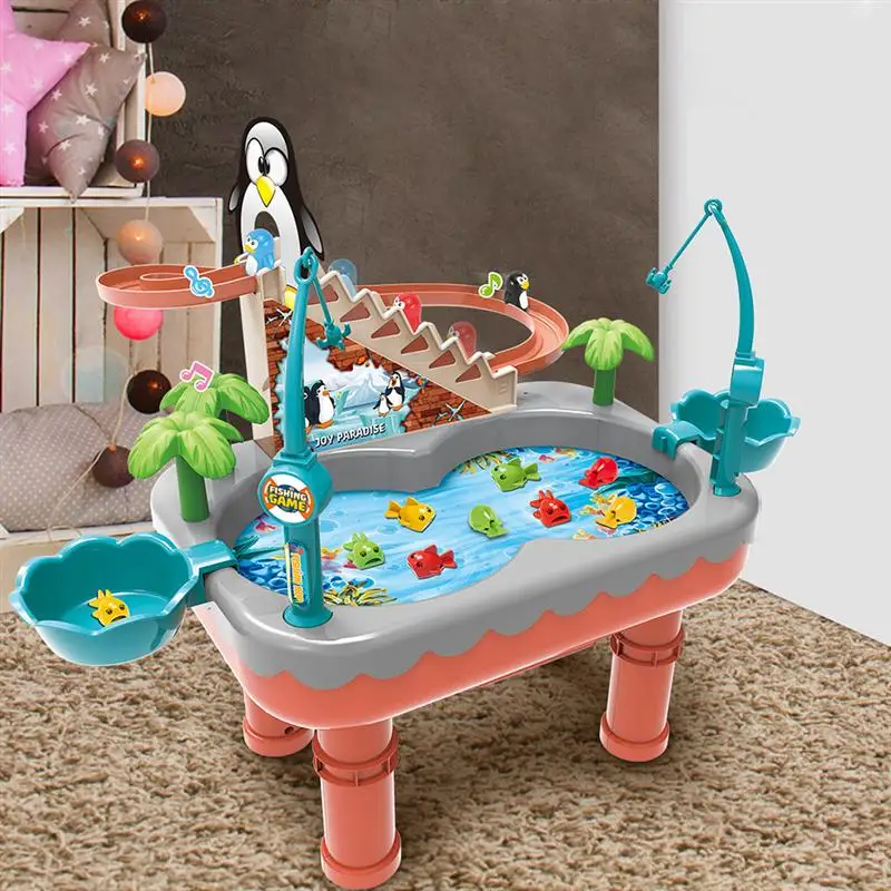 Jouet de pêche magnétique pour enfants, jeu éducatif interactif Parent-enfant, pingouin électrique, escalade des escaliers, cadeau pour garçons et filles