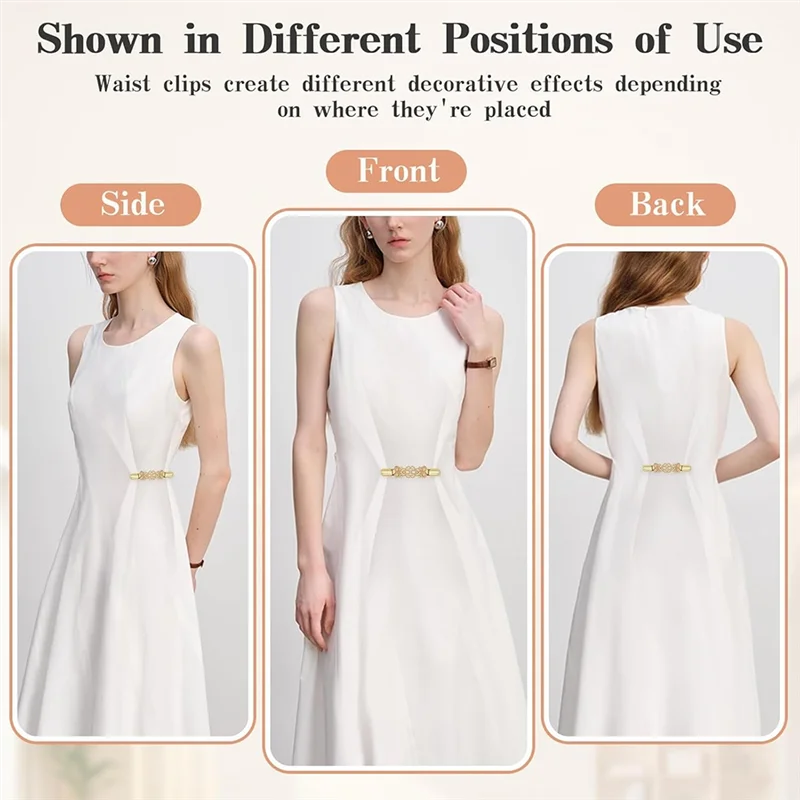 ABRT-Per eleganti clip per cincher in vita in 4 pezzi da donna, clip per abito sul retro e maglione in oro e argento