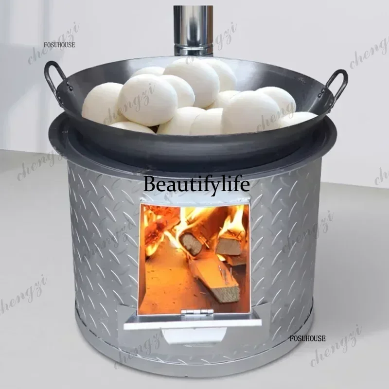 Chimeneas Outdoor Fireplace Wood Burning Stove with Large Iron Cooktop for Home Heating Barbecue Camping Non Smoking Rustic