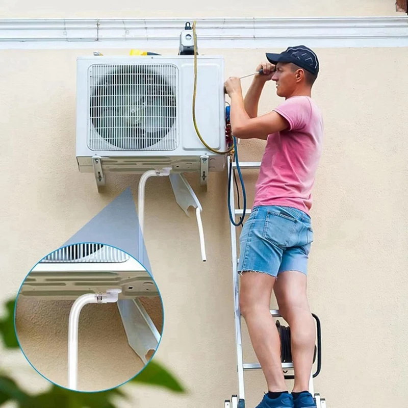 A25F-10Ft Air Conditioner Drain Hose 3/5 Inch Portable AC Drain Hose Connector Universal Air Conditioner Drain Pipe Tool Kit