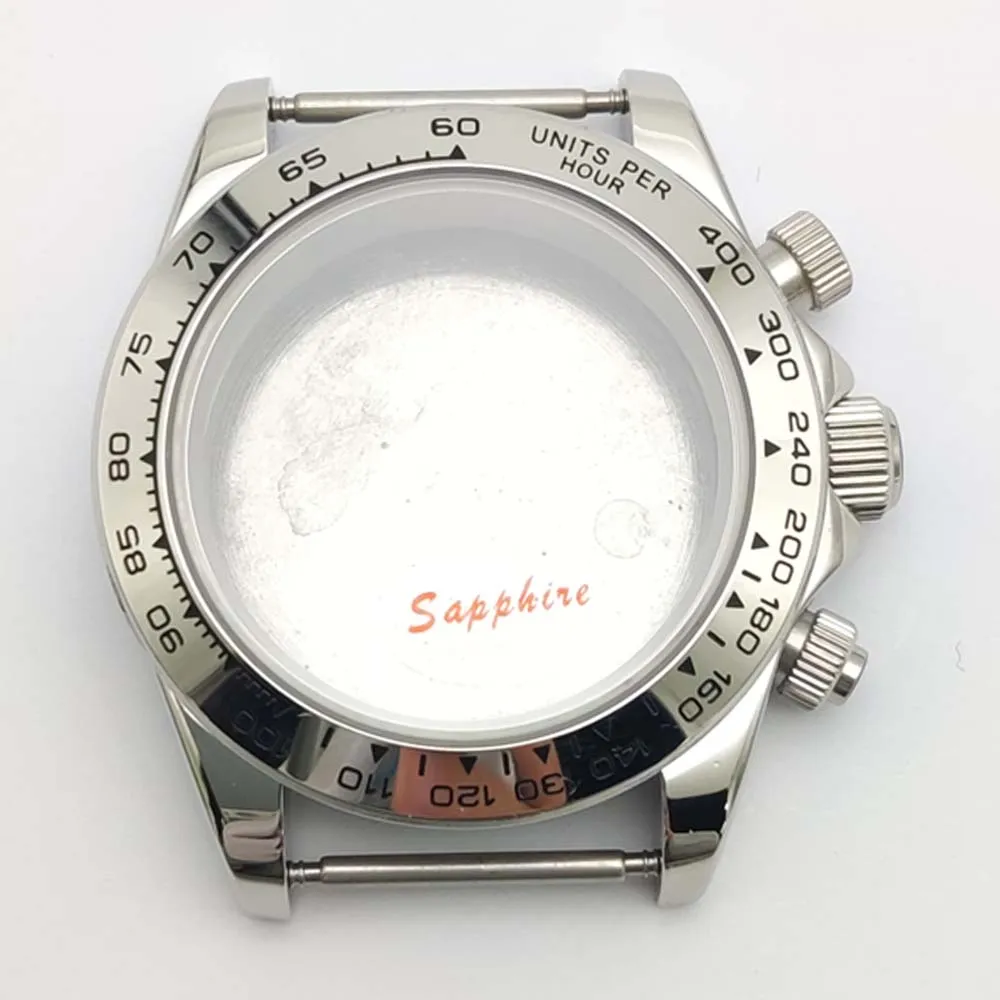 حافظة كوارتز 40 ملم للرجال VK63 VK64 حركة حافظة من الفولاذ المقاوم للصدأ استبدال حافظة كريستال الياقوت