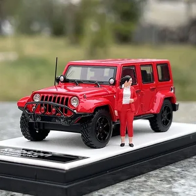 Time Micro 1/64 Scale Wrangler Rubicon Red DieCast Model Car Collection Limited Edition Hobby Toy Car