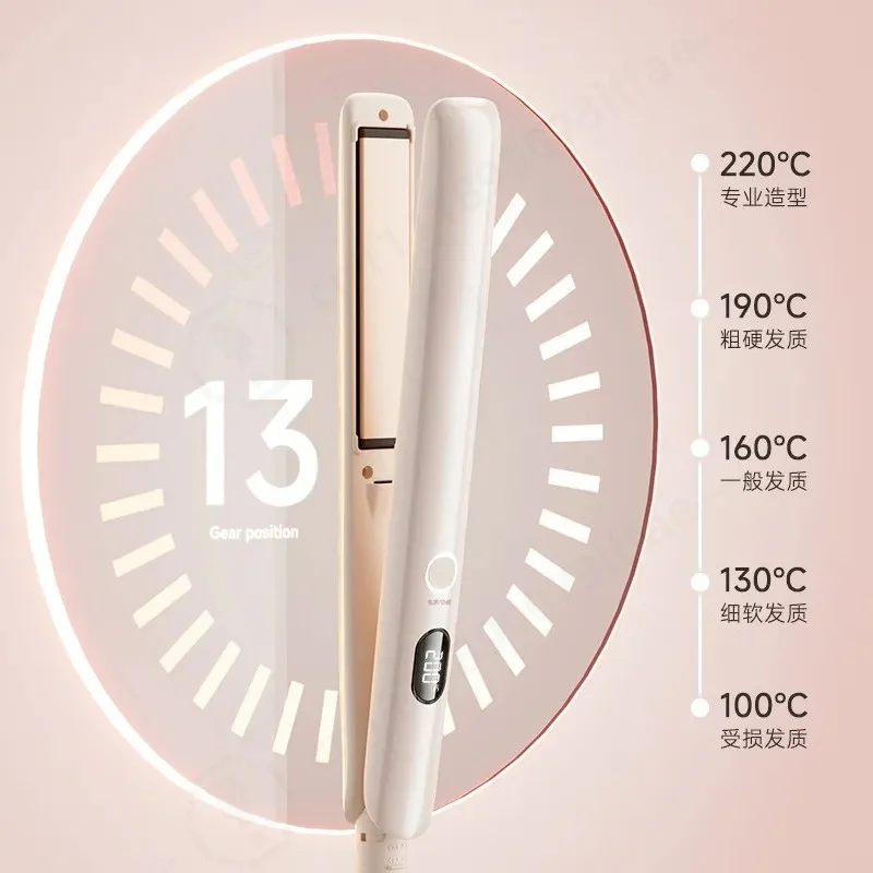 Mini Electric Hair Straightener Negative Ion Essential Oil Flat Iron Curler 2 in 1 Digital Display