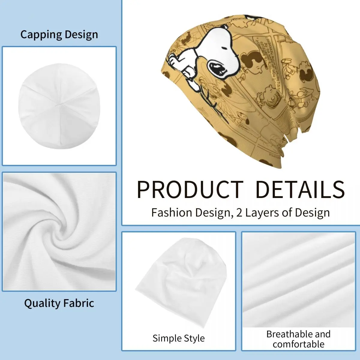 Snoopys Cartoon Dog Chemo Beanie Man Woman Winter Wear Skullies Caps Bonnet Knitting Hats