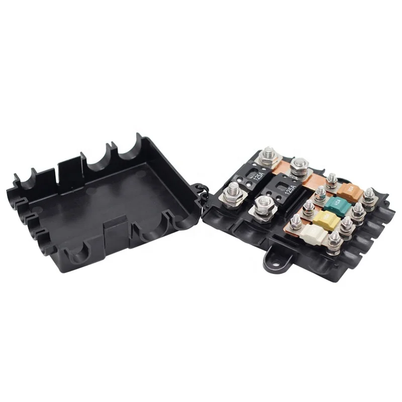 PA66 M5 M8 Purple Copper L 6 Way Automotive Car Fuse Box Holder for MIDI MEGA