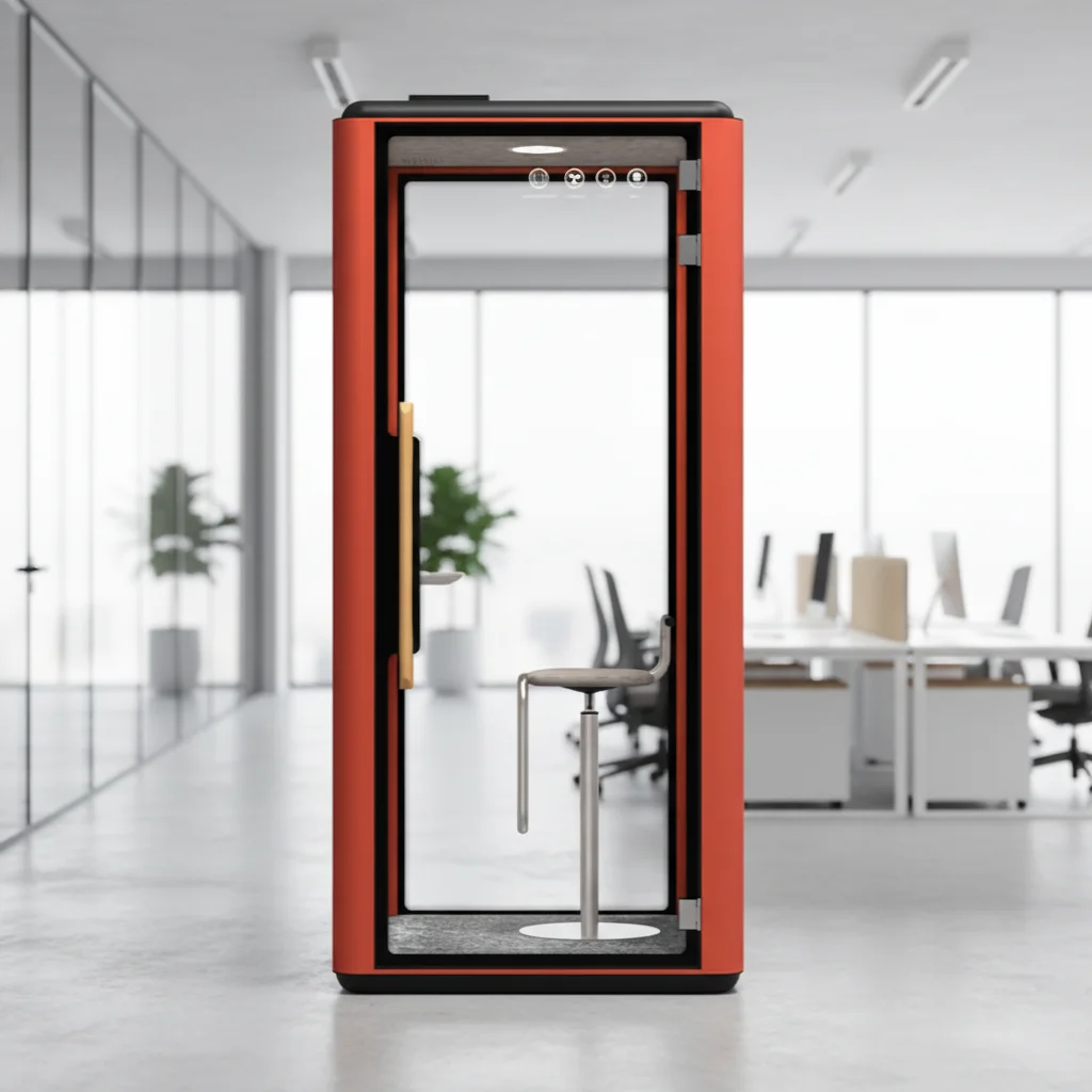 Modern Private Soundproof Pod For 1 Person-Movable Acoustic Office Booth With Ventilation LED Light (32dB Noise Reduction)