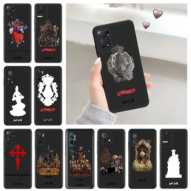 Soft Case for Redmi Note 11S 10S A3 10C 10A Xiaomi 14 11T Pro 10T 10 11 Lite Virgin Mary Jesus Church Black Phone Cases Cover