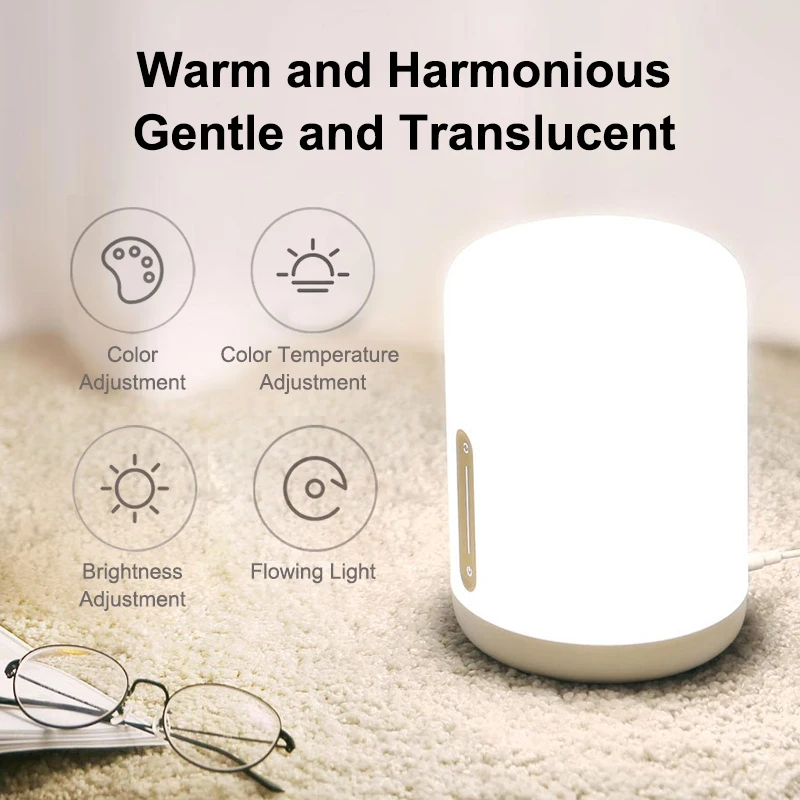 Xiaomi Mijia Bedside Lamp 2 Smart Table LED Night Light Bedroom Voice Control Touch Switch Mi Camping Room Table Night Lamp