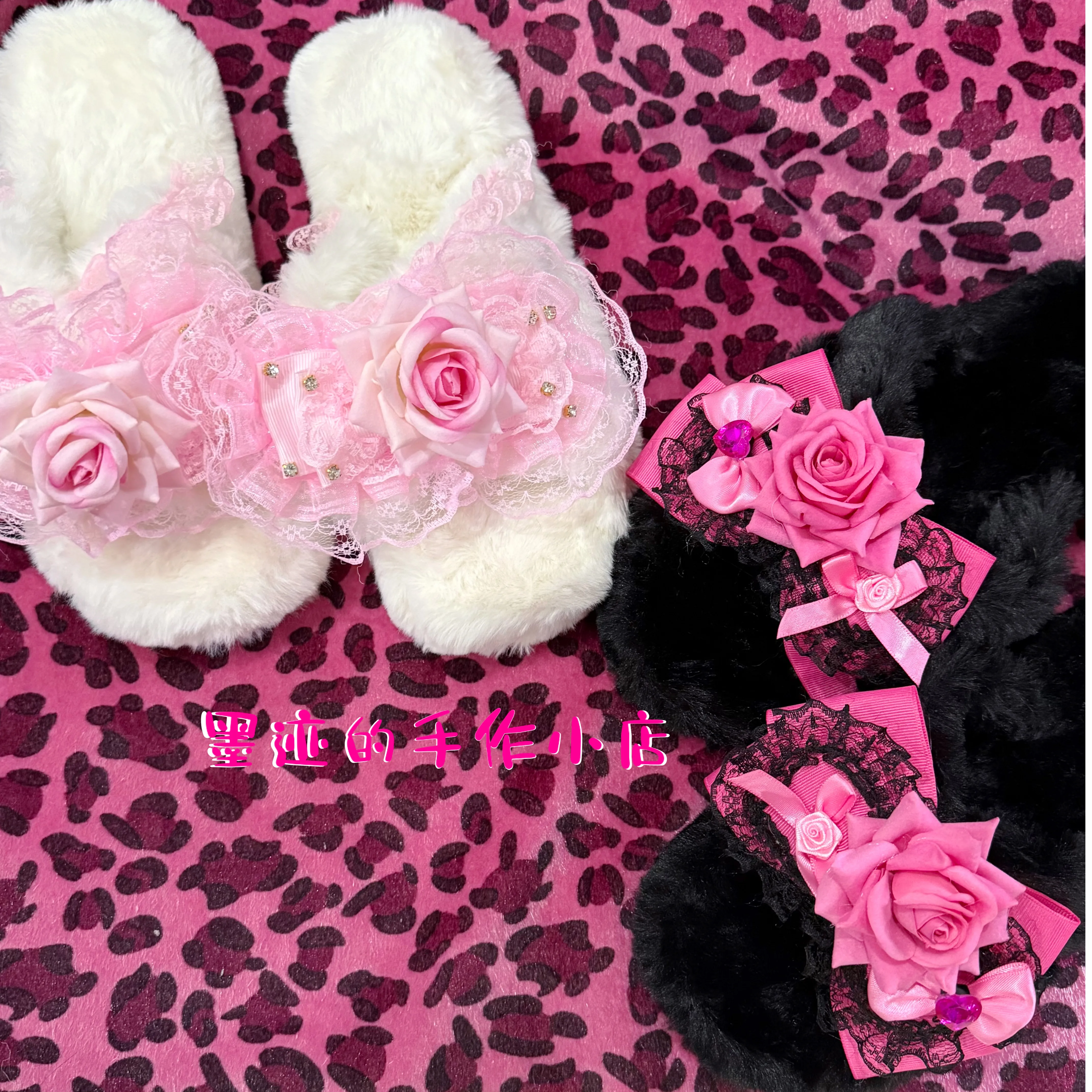 Rose Princess Fluffy Fashion Slippers Autumn Winter Slippers Cute Lolita Style 2026 New Elegant Casual Vintage Women's Shoes