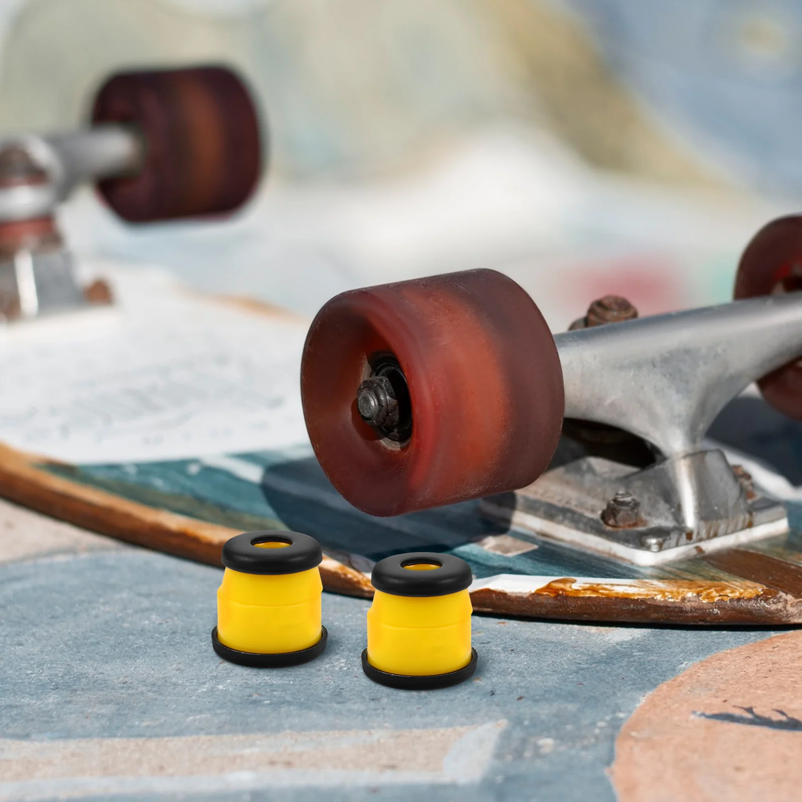 1 مجموعة لوح التزلج امتصاص الصدمات الأصفر بو البطانات الاهتزاز التخميد طوقا لشاحنة Longboard تصفح استبدال أجزاء