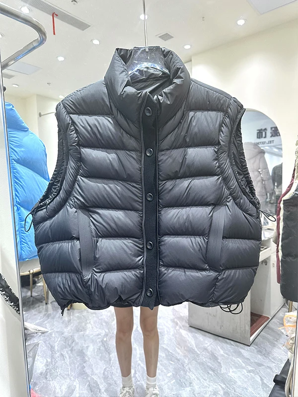 Fashionable Cotton Vest Women's Short Style Korean Casual Fit Stand Collar Autumn Winter New Arrival Single Button Closure So...