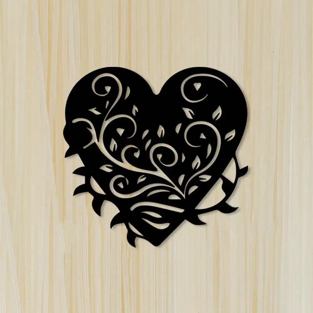 1 pièce d'art mural en métal noir en forme de cœur, sculpture abstraite en fer sur le thème de l'amour pour la décoration de chambre et de mariage, décoration moderne et romantique pour la Saint-Valentin pour couple
