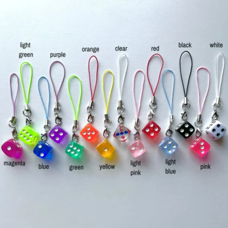 Dopamine Dice Keychain Mobile Pendant Y2K Handmade Fashion Dice Keychain Mobile Pendant