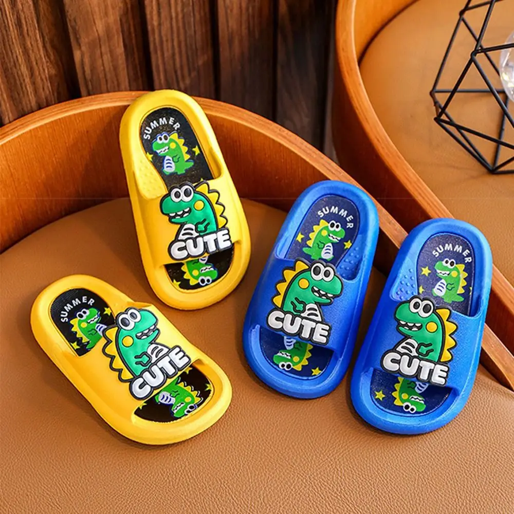 

Soft Cartoon Cute Dinosaur Slippers Platform PVC Cartoon Animal Slippers Solid Color Anti Slip Children's Bathroom Sandals Beach
