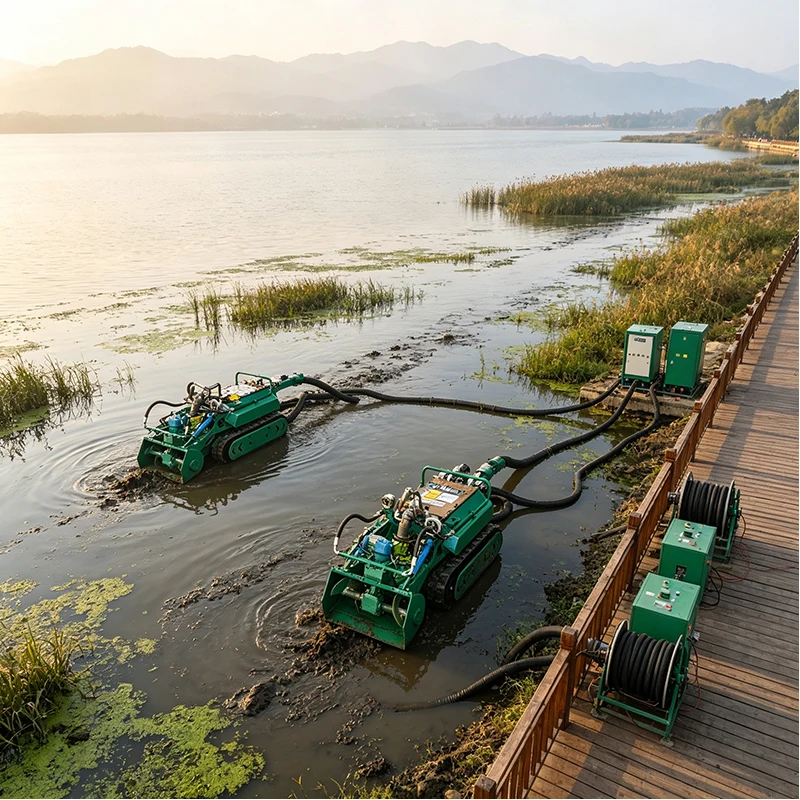 Tracked Dredging Robot Remote Control Hydraulic Sludge Cleaning Equipment Underwater Mud Removal Machine for River Cleaning