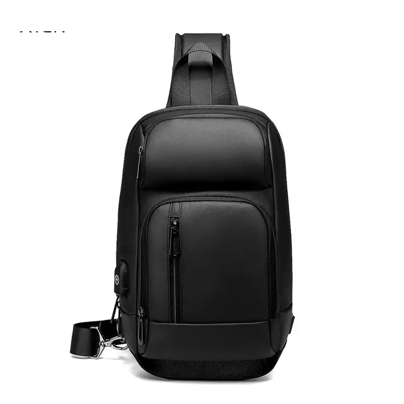 Bolso de pecho multifunción de gran capacidad para hombre, bandolera impermeable, bolso de hombro de viaje con carga USB