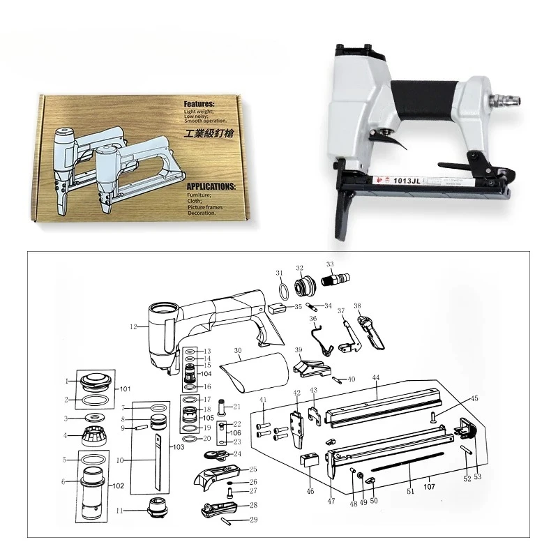1013JL Pneumatic Staple Gun 6-13mm Wood Sofa Framing Nailer