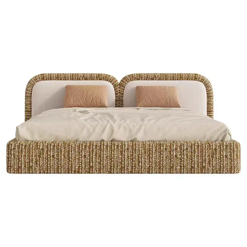 

ua-Modern Upholstered Bed Factory Wholesale High-end Cotton Linen Fabric Minimalist Master Room Bedroom Furniture#