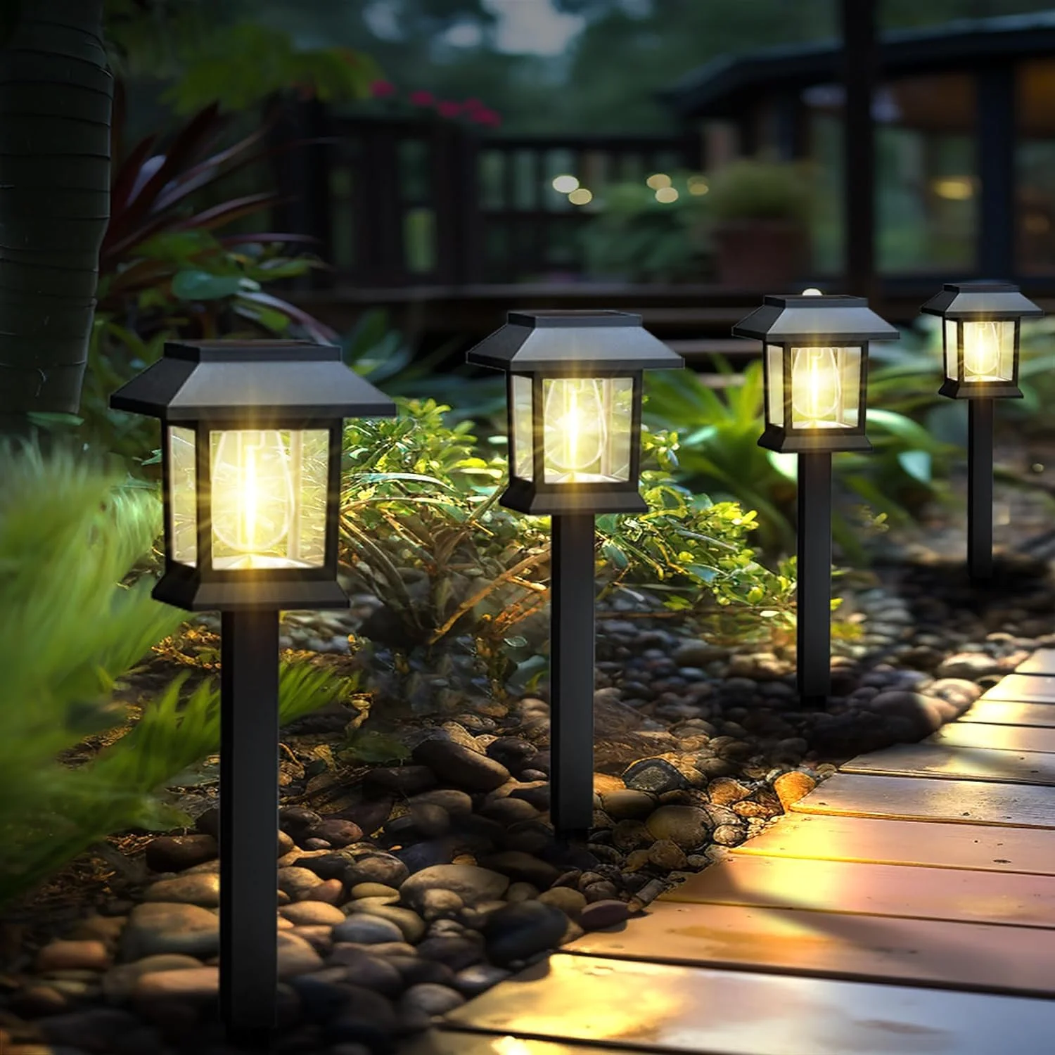 2 pack Outdoor solar lawn light, waterproof landscape garden light, decorative channel light, courtyard, front and rear doors