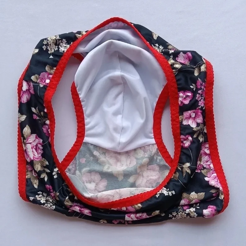Handmake Man's T-Briefs Flower Graphics Sexy Panties Live Show Dance DJ Club Bar FKK Private Party BF Gifts Harajuku