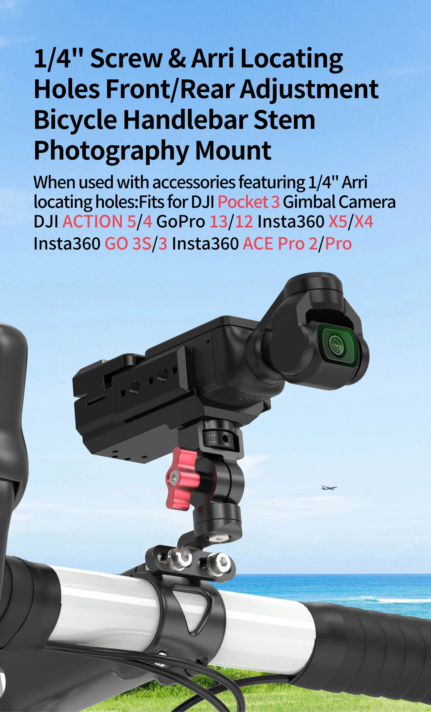 Universal Lenker Vorbau Kamera Halterung Fahrrad Scheinwerfer Halterung Handy GPS Halter für Gopro 13 Insta 360 OSMO Action Stehen – Detail 27