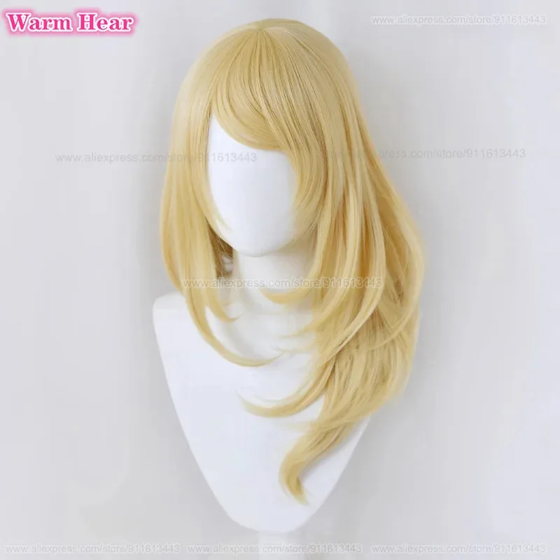 Synthetic Anime Cos Long 65cm Golden Sano Emma Heat Resistant Hair Halloween Party Carnival Role Play + A Wig Cap