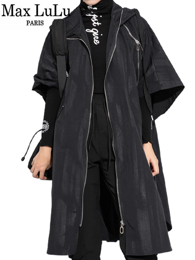 Max LuLu Gothic Long Winter Ladies Punk Windbreakers Fashion Vintage Leisure Long Clothes Classic Hooded Loose Oversized Trench