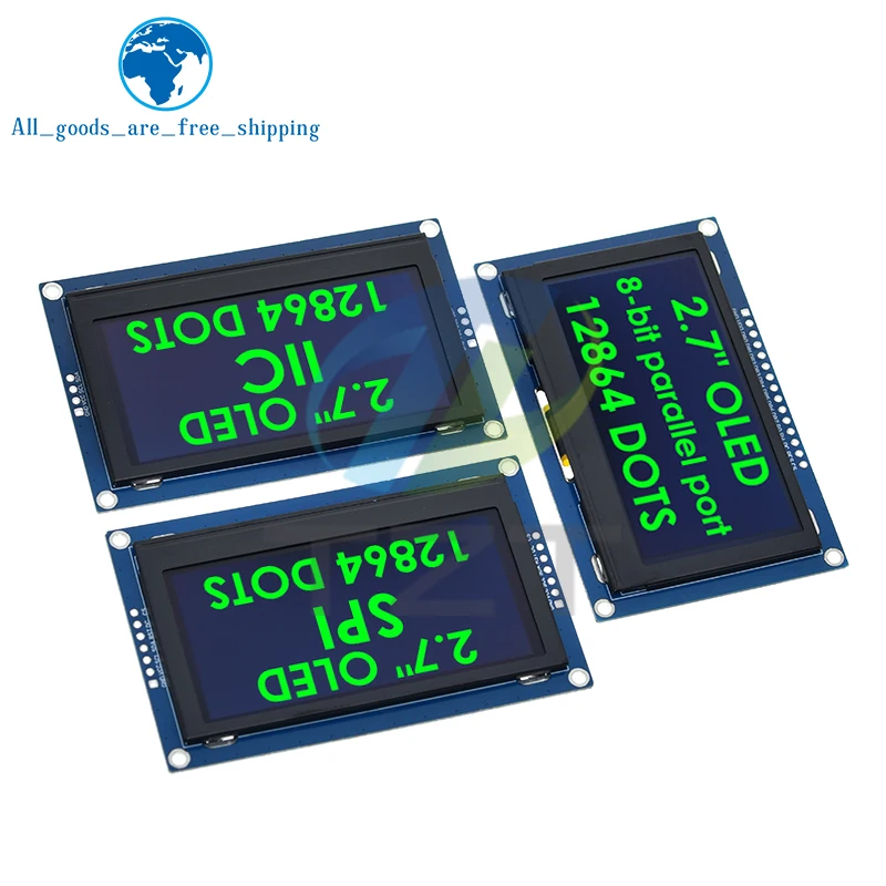 TZT 2.7 Inch OLED LCD Display 128x64 Drives SSD1327 IIC / SPI / 8-bit Parallel Port For Arduino