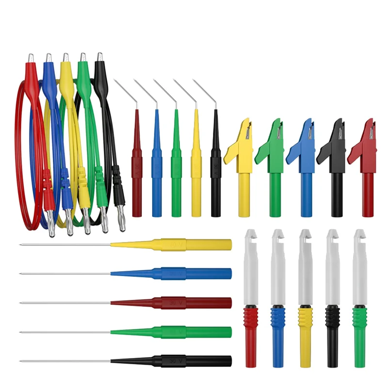 AB47-Kit de cables de prueba para multímetro, pinza de cocodrilo a conector Banana de 4MM con Kit de sondas traseras de sonda de prueba