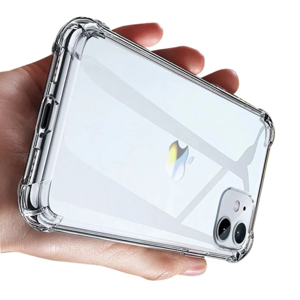 100pcs Transparent Shockproof Phone Case for iPhone 16 15 14 13 12 11 Pro Max XR XS X 7 8 Anti-Knock Shell Soft TPU Back Cover