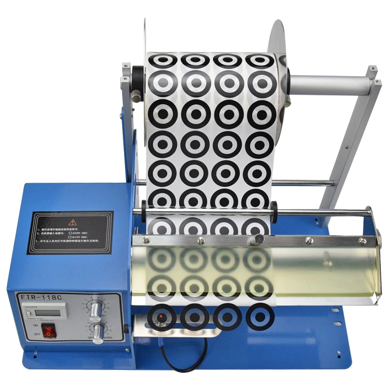 Máquina dispensadora de pelado de etiquetas de película transparente/PET, Sensor óptico de fibra eléctrica de FTR-118C de 10-250mm de ancho