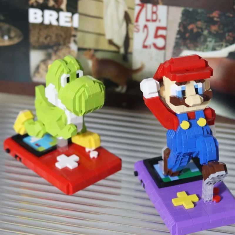 Creative DIY Building Blocks Toys Mario Bros Yoshi Game Machine Micro Blocks Educational Toys For Children Gifts